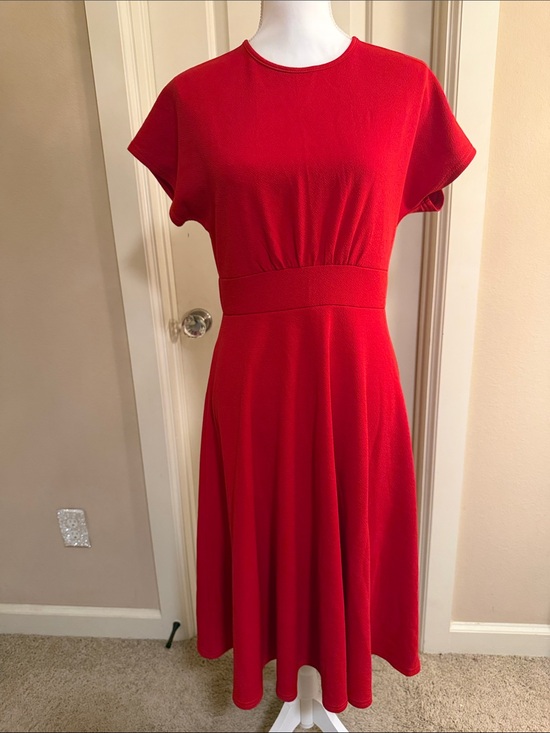 Homeyee | Dresses | Elegant Red Midi Fitandflare Dress | Poshmark